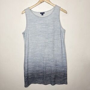 Pure J Jill Indigo Blue Sleeveless Shift Dress Womens Medium Petite Ombre A-line